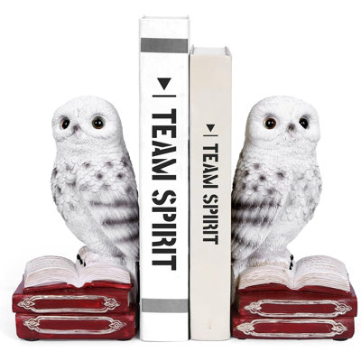 Serre-livres décoratifs pour tablettes - Serre-livres décoratifs pour hiboux mignons pour livres lourds, pièces de bureau et de décoration intérieure (blanc)