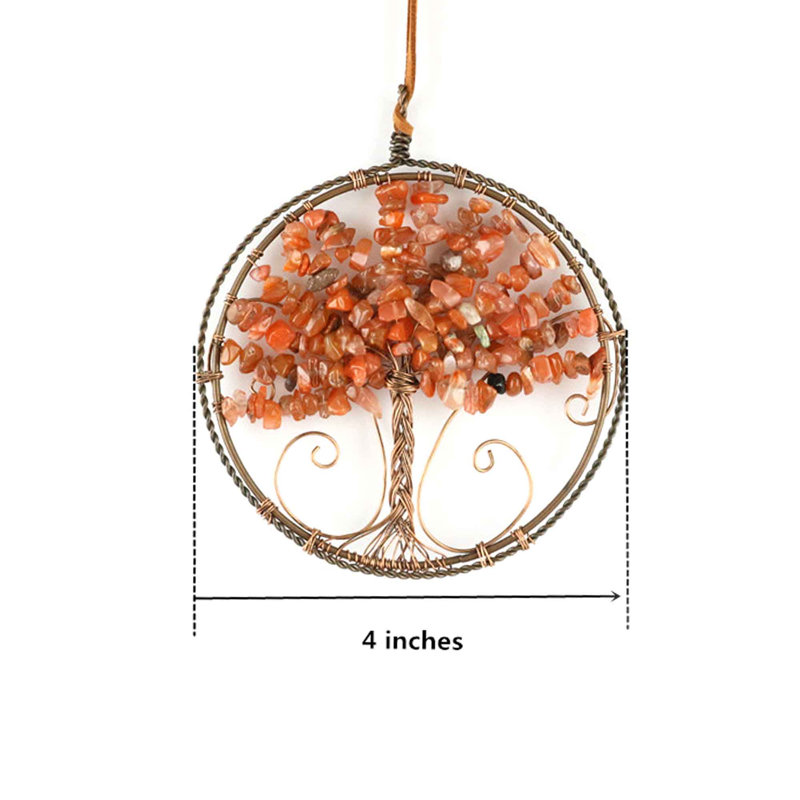 Ornement en forme de pierre précieuse 10,25 po Reiki, Rouge / bronze