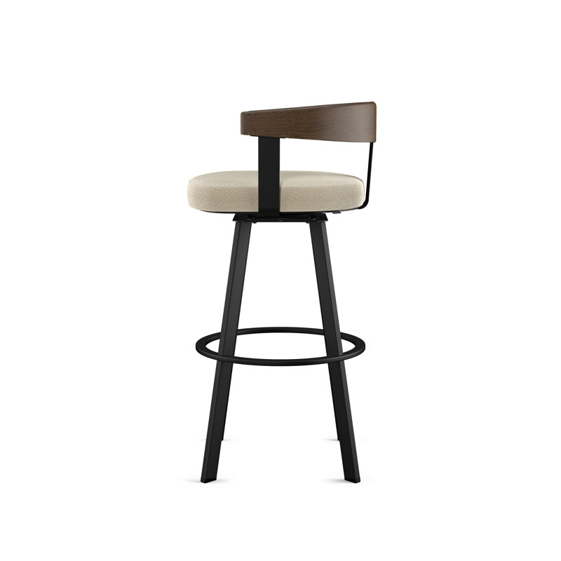 Drees Swivel Upholstered Counter & Bar Stool with Wood Backrest