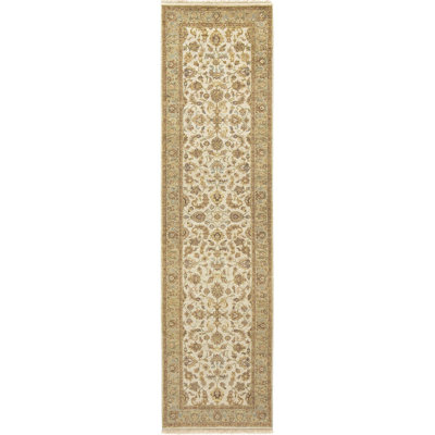 Hand Knotted Wool Oriental Area Rug in Brown/Beige/Ivory