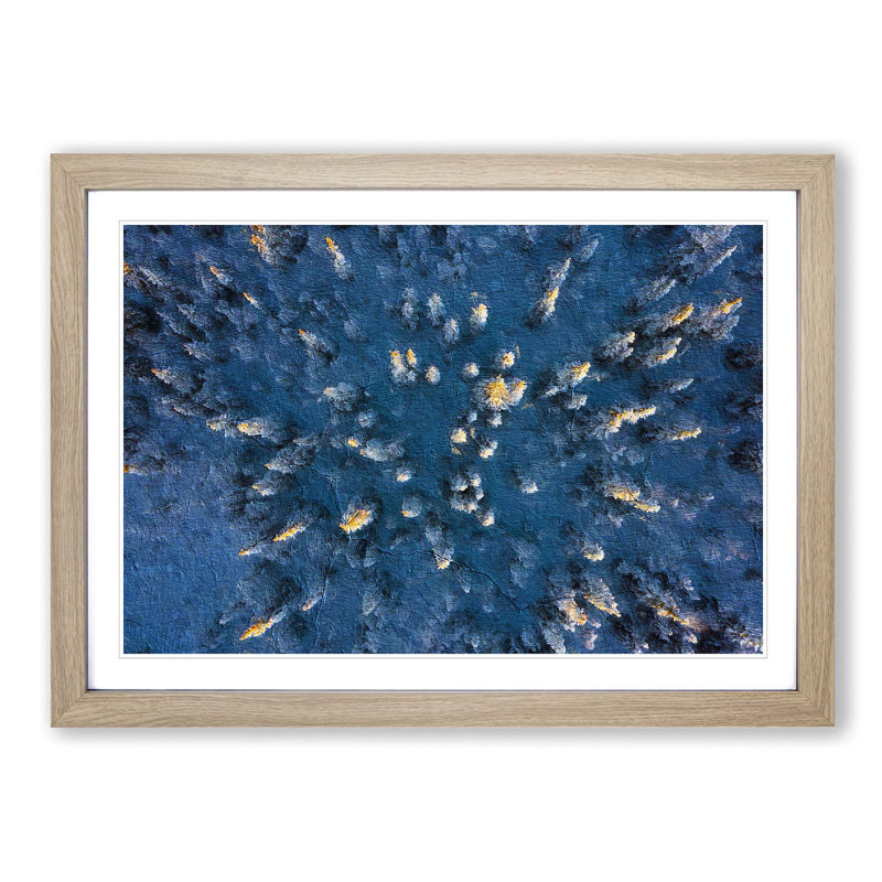Snow Covered Forest - Picture Frame Painting Print, Oak Framed, 27cm H x 36cm W x 2cm D
