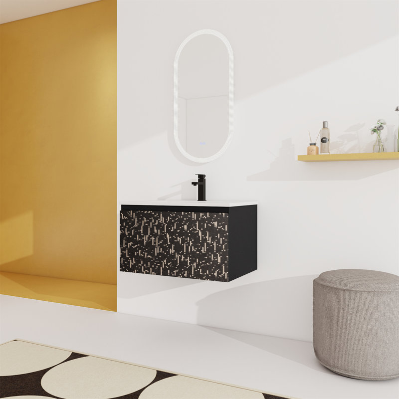 30 " W Wall Mounted Wall Mounted Single Double Single Vanity Bathroom Vanity With Resin Top