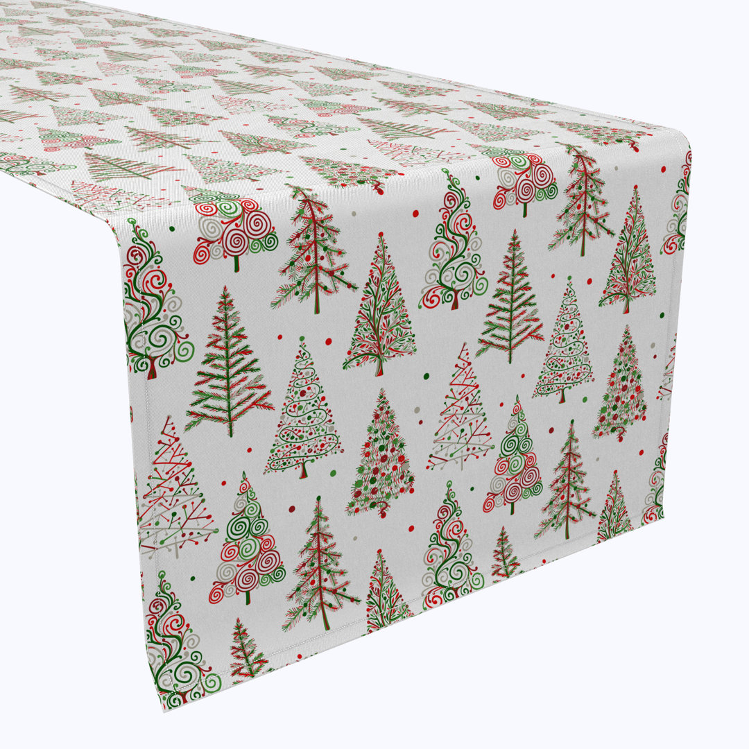 Eleazer  Table Runner, 100% Cotton, Red & Green Christmas Tree Designs The Holiday Aisle® 