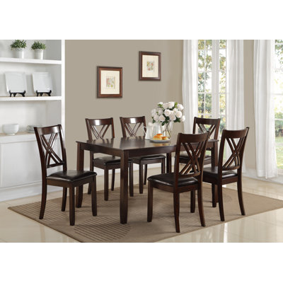 Caron Brown Traditional Modern Wood 7-Piece Rectangular Dining Room Set -  Red Barrel StudioÂ®, DC56BFB568A342D69DC4D1BE4623F7ED