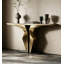 Console de luxe moderne en pierre et en métal, table d'entrée avec base à prisme géométrique, table lisse, canapé d'entrée autoportant-2090765343