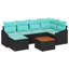 vidaXL Garden Sofa Set 7 pcs Black and Turquoise Poly Rattan