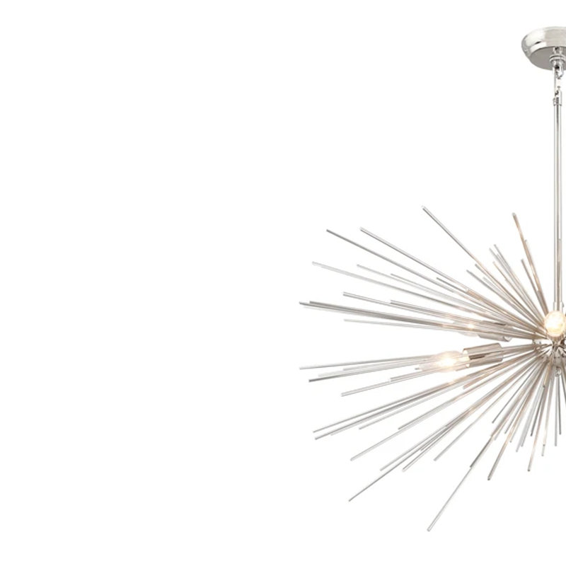 6 - Light Dimmable Sputnik Sphere Chandelier, Nickel, Yes