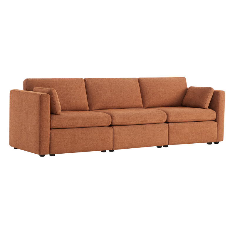 Canapé modulaire rembourré 3 pièces avec coussins Winfree, Sergé terre cuite