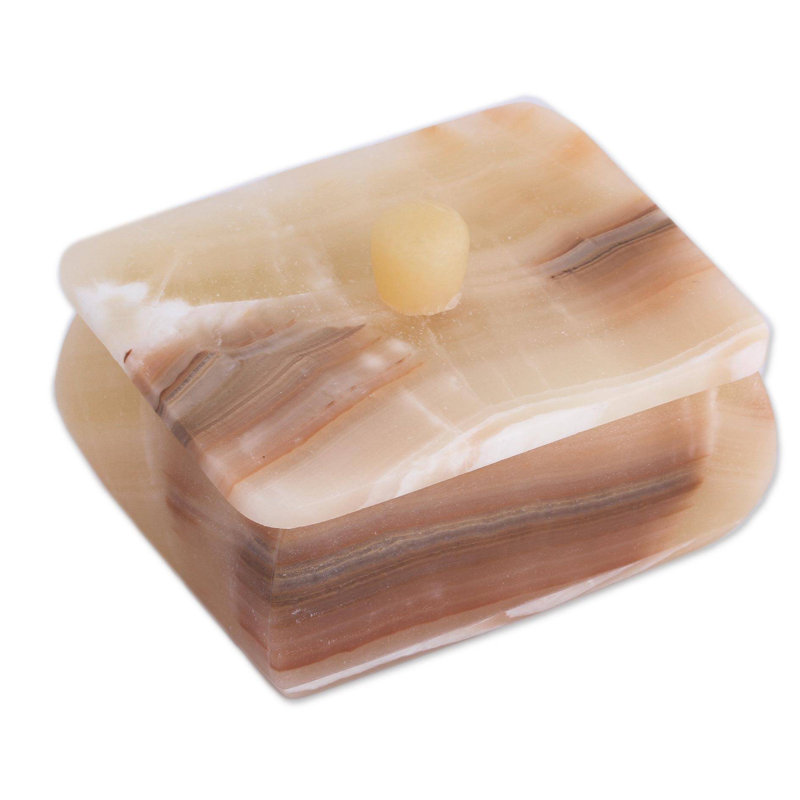 Boîte décorative onyx IJlst, Beige, H 3,7 po x l 5,75 po x P 4,5 po