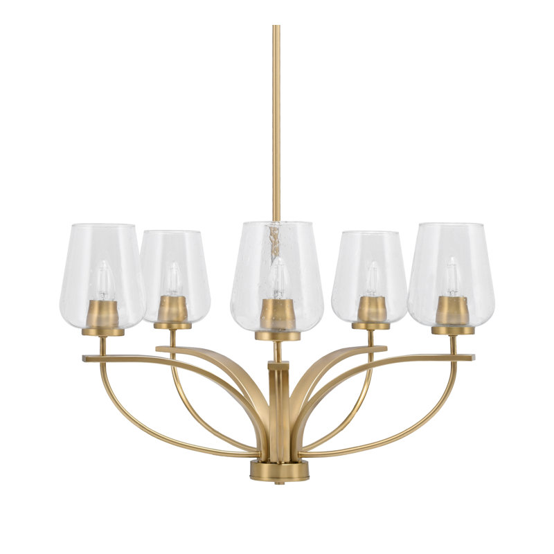 Lustre 5 lumières Cavella avec verre 5 "Cavella, Clair, Laiton New Age