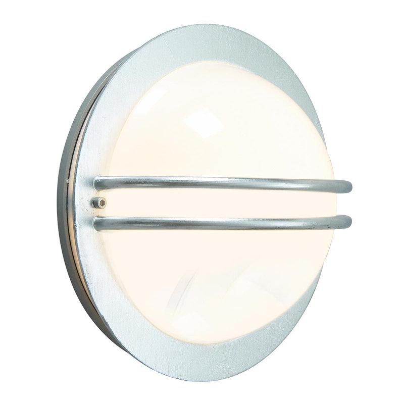 Bremen Wall Sconce, Galvanised with Opal Shade