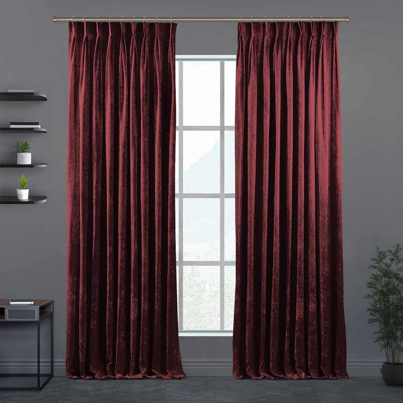 Velvet Semi-shee Single Curtain Panel, 65cm Width x 225cm Drop, Mahogany