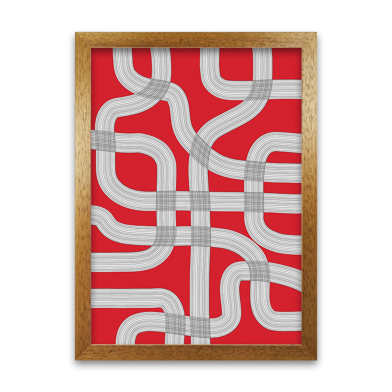 Red Black And White Abstract - Print, Oak Frame, 84cm H x 59cm W x 3cm D
