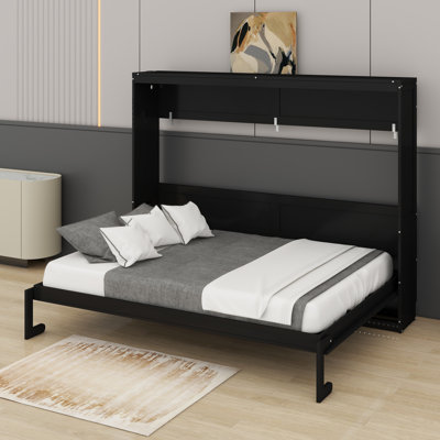 Lit escamotable moderne pliant sur le côté avec motif imprimé tendance, éclairage DEL sous le lit et prise USB intégrée