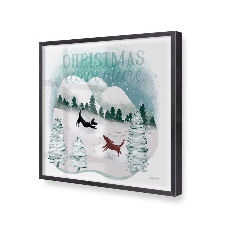Christmas Fun in Snow I Print in a Frame, H 13,75 po x l 13,75 po, Cadre simple en zinc patiné, bois massif