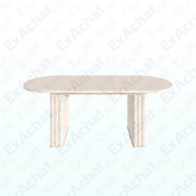Kitchen extendable dining table for 4-8 people, oval kitchen table with wooden strip base for family living room