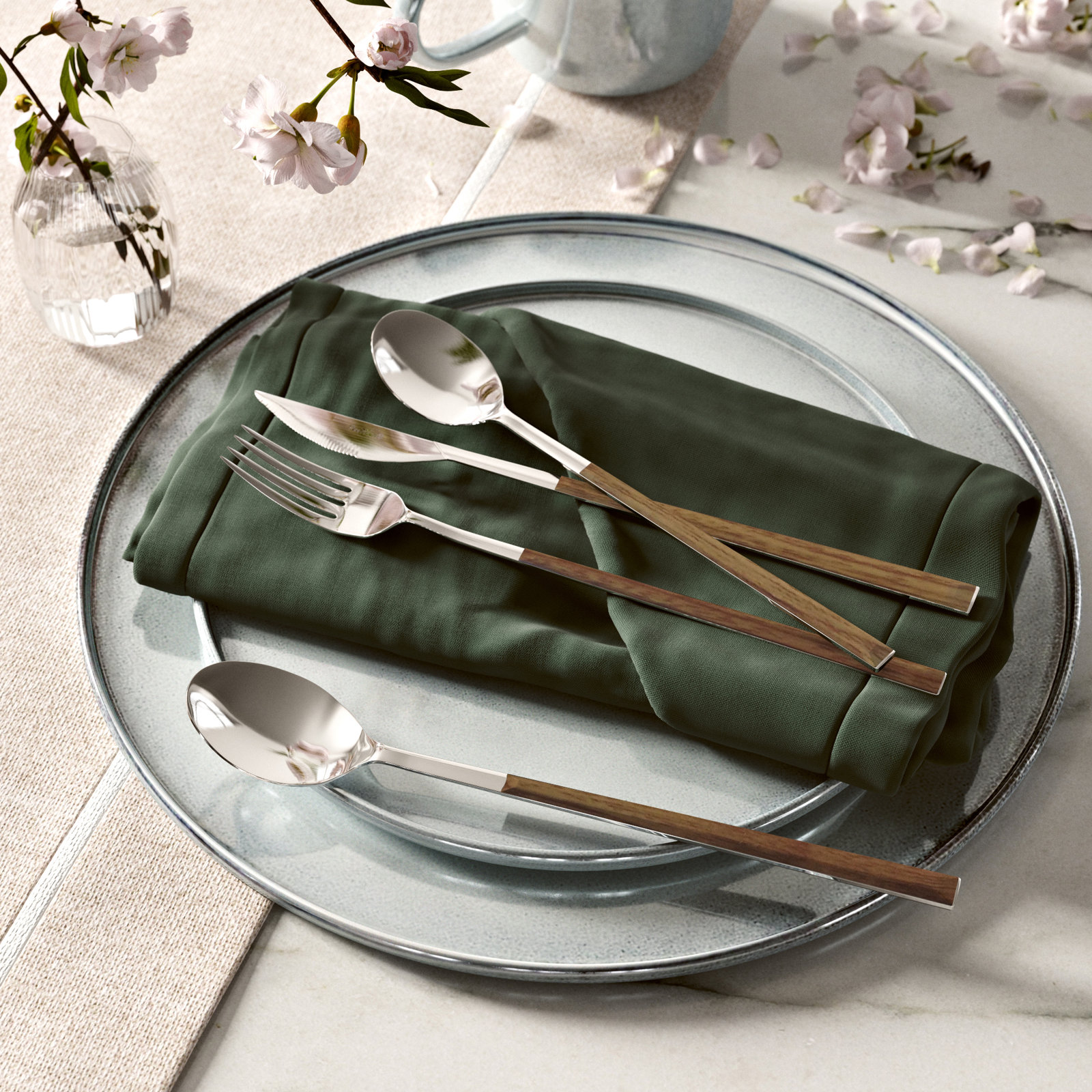 Sushi Queen 24 Piece Flatware Set, Service for 6, Teak