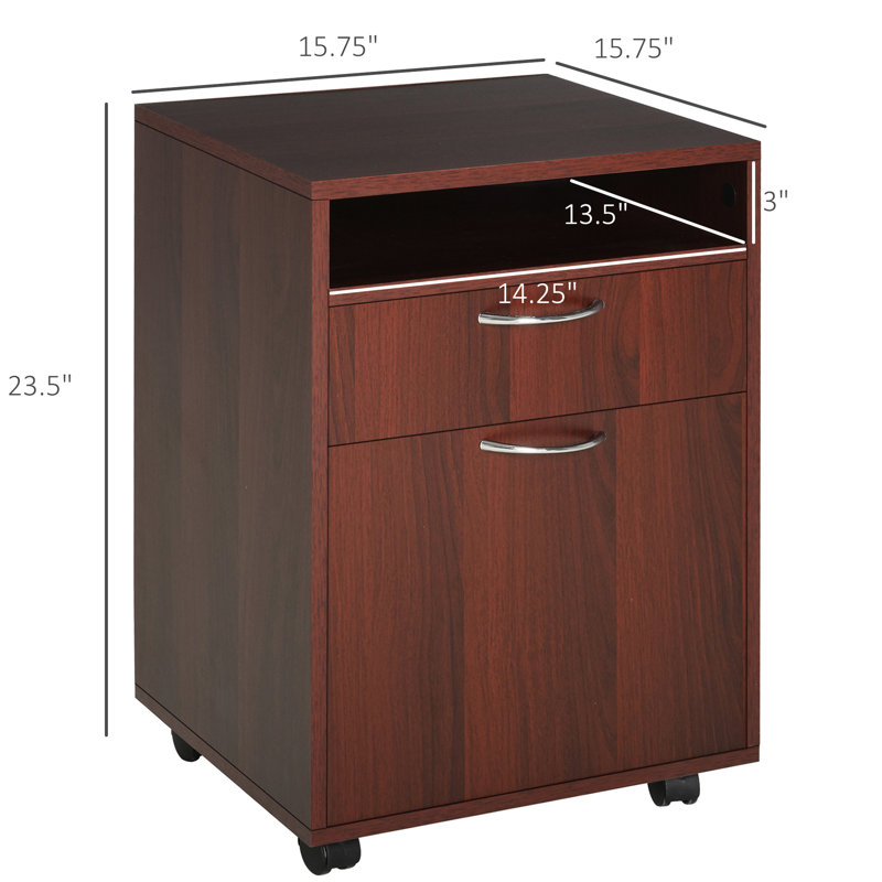 Support mobile pour imprimante et armoire de rangement brune avec tiroir, beaucoup d'espace pour les dossiers de bureau, mécanisme de verrouillage à 4 roues, s'adapte sous la plupart des bureaux, panneau de particules