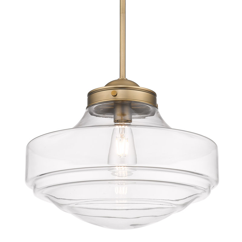 Melora 1 - Light Schoolhouse Pendant, Clear Glass, Modern Brass