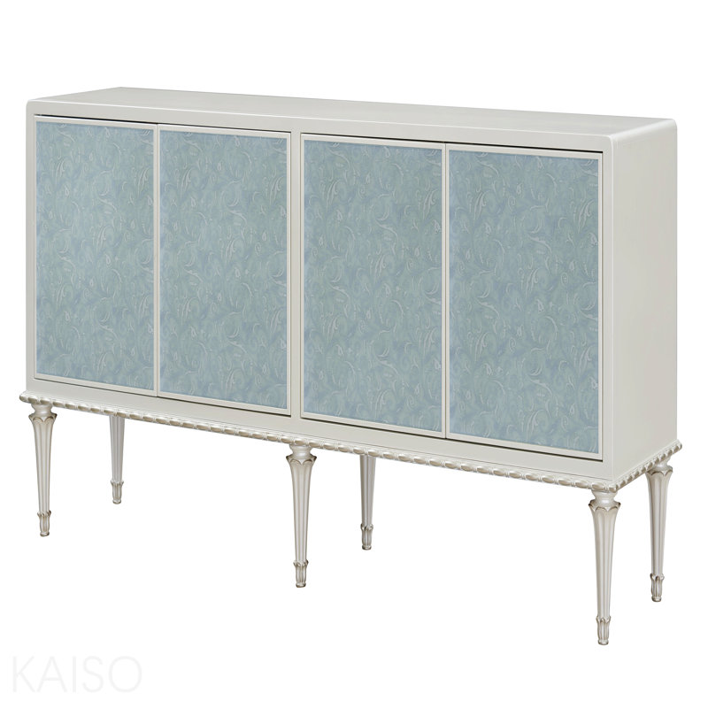 Armoire console blanche et argentée