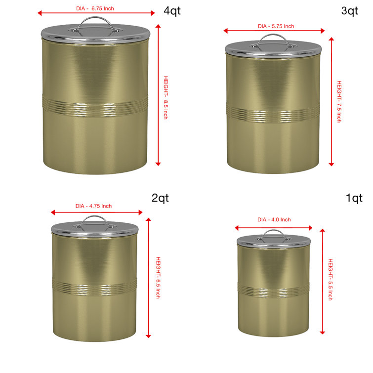 Tramontina 4 PC Stainless Steel Canister Set Mint Green, 80204/025DS