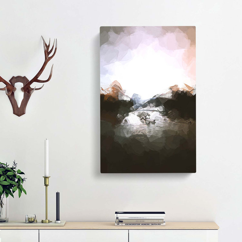 Kayaking Through The Mountains In Abstract - Wrapped Canvas Print, 76cm H x 50cm W x 3cm D
