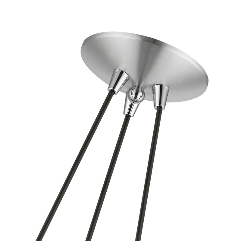 Luminaire suspendu grappe blanc brillant 3 lumières, Aluminium brossé