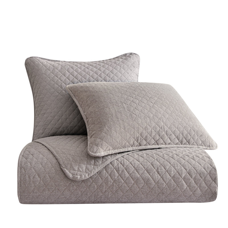 King Light Taupe Diamond Quilted Coverlet Set