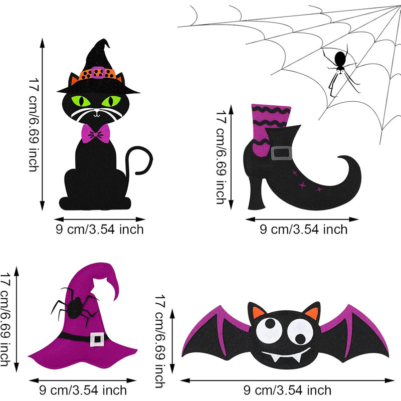 Ornements suspendus 12 pièces en feutre d'Halloween