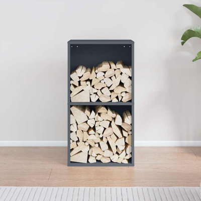 vidaXL Firewood Rack Anthracite 15.7x11.8x29.5" Cold-Rolled Steel