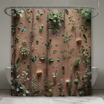 Greenery Shower Curtain - Floral Bathroom Decor Scandinavian