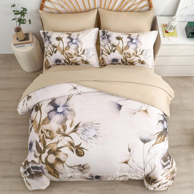Ensemble de literie 7 pièces avec ensemble de literie toutes saisons en microfibre de coton doux Seersucker