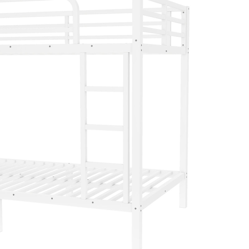 Twin Xl Over Bunk Bed For Teens And Adults, White Metal, Space Design, Non - Coating, Noise Prevention, Under Storage, Simple To Up Metal Adults Teens, Stable Structure, Reduction, Space, Safe