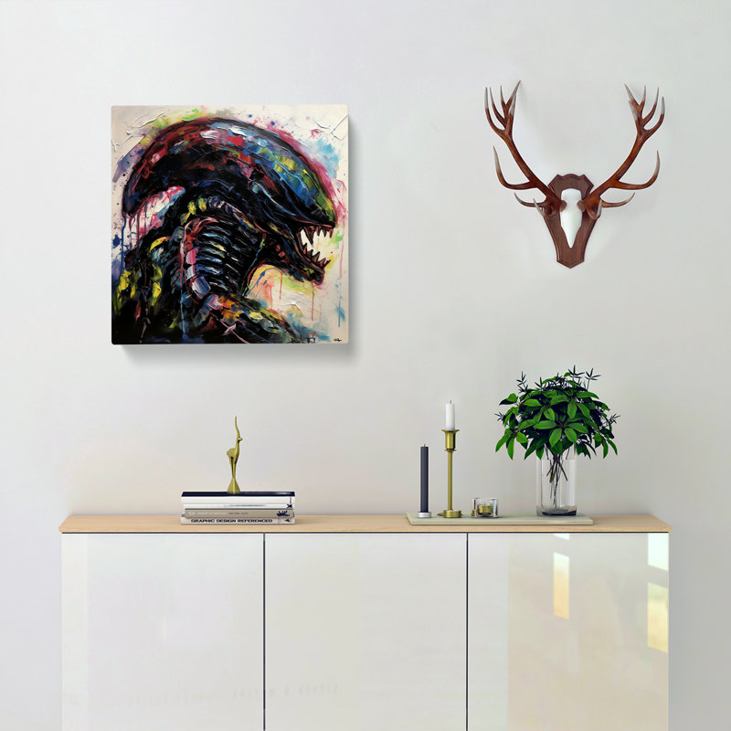 Alien Palette Knife Painting - Print, 35cm H x 35cm W x 3cm D