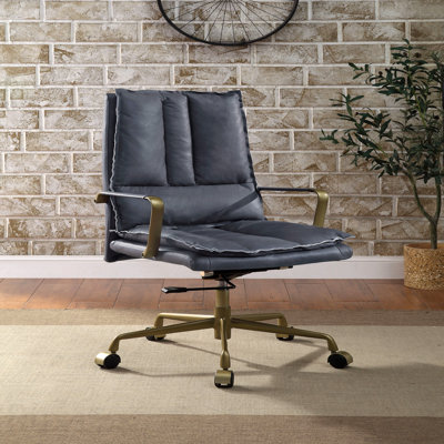 Chaise de bureau en cuir gris