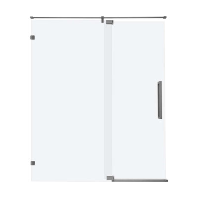 38-42" W x 76" H Frameless single-panel swing shower door, Brushed Nickel shower screen, 5/16” clear tempered glass with safety film
