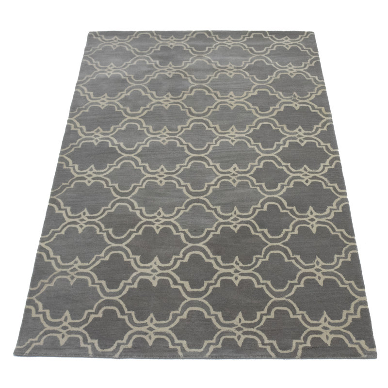 Tapis gris en laine touffeté à la main Kalson