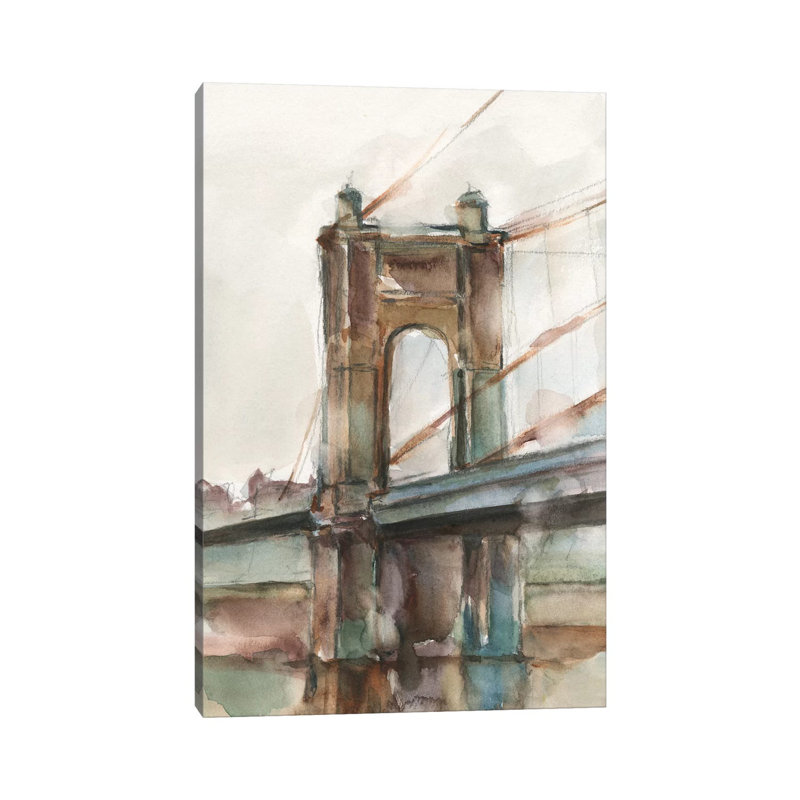«Bridge at Sunset I» par Ethan Harper - reproduction d'art, H 18 po x l 12 po x 1,5 po, Toile tendue, Pas de tapis
