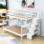 Lit superposé simple au-dessus de double en bois avec tablettes de rangement Doniqua-975680693