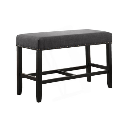 Upholstered Bench, Contemporary Rustic Dining Bench, Counter Height Bench with Nailhead Trim