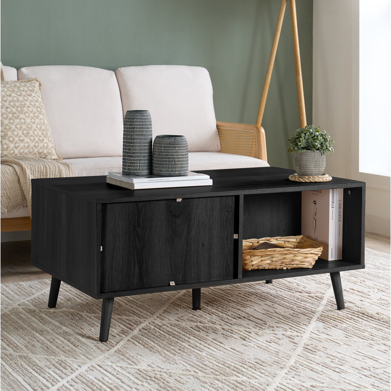 Noemi Rattan Coffee Table 100CM Width, BLACK