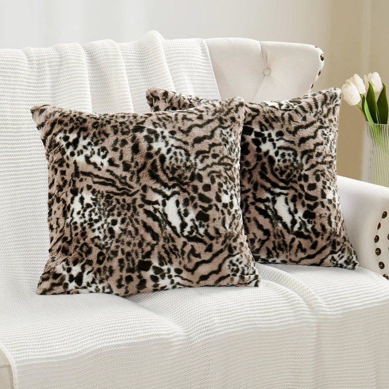 Animal Print Square Cushion Cover, Brown