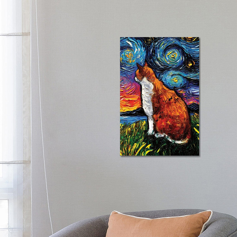 Orange And White Tabby Night by Aja Trier - Wrapped Canvas Print, 66.04 cm H x 45.72 cm W x 1.91 cm D