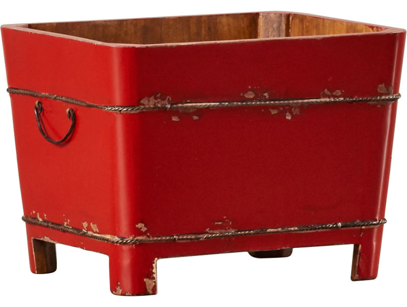 Seau d’évier carré chinois patiné, Rouge