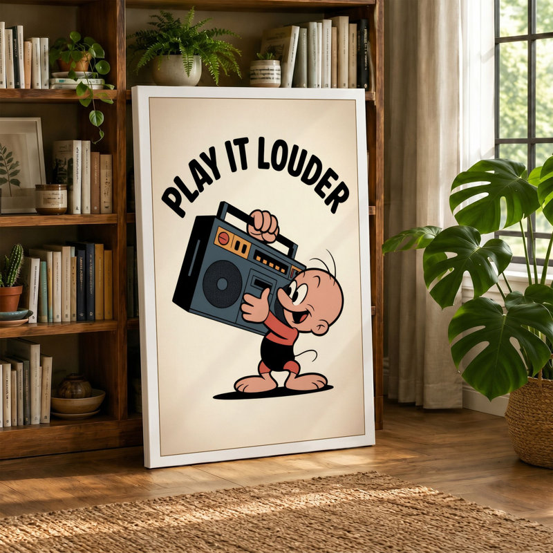 Play It Louder Retro - Wrapped Canvas, 18x12 - 45.7 x 30.5 cm, Ochre Border