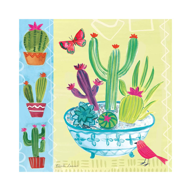 Cacti Garden III by Farida Zaman - Wrapped Canvas Painting, 93.98 cm H x 93.98 cm W x 3.175 cm D