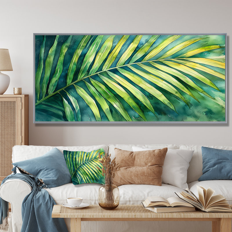 Corri Green Tropical Safari Palms III - palmiers et palmiers, art mural, H 28 po x l 60 po, Impression encadrée flottante