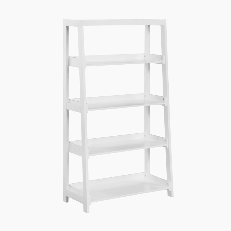 Estrela 30.5" Transitional Wood Bookcase with Four Fixed Shelves, Solid Wood Construction & Vertical Storage Tiers, White