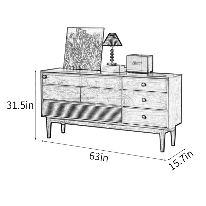 Buffet Chic Design, Brun noyer, H 31,5 po x l 63 po x P 15,7 po