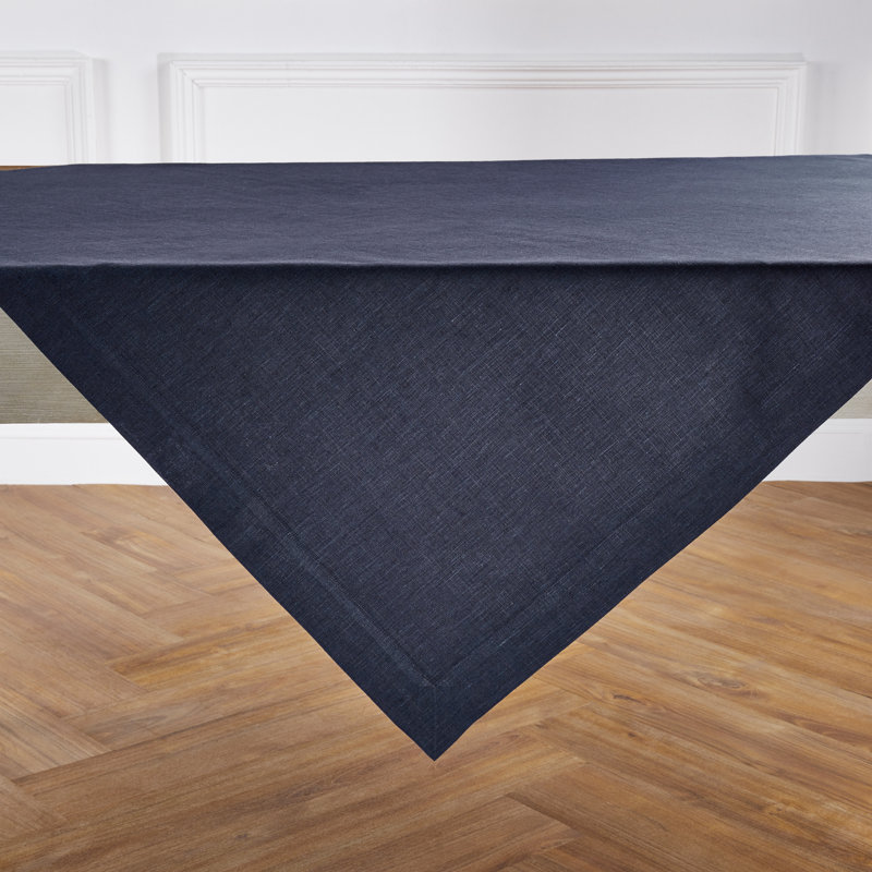 100% Pure Linen Table Throw - Athena, Chambray Navy